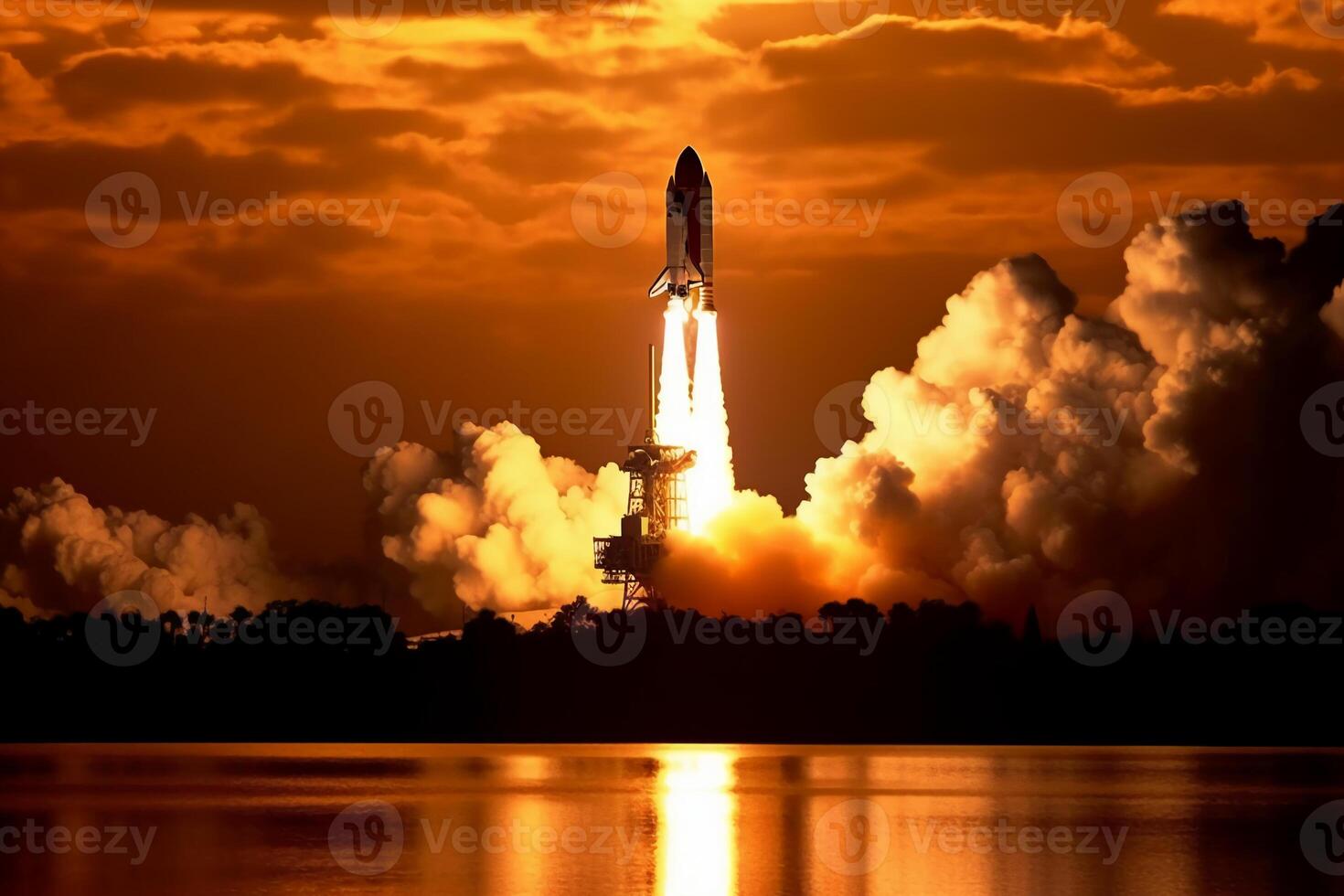 The space shuttles launching. AI generative photo