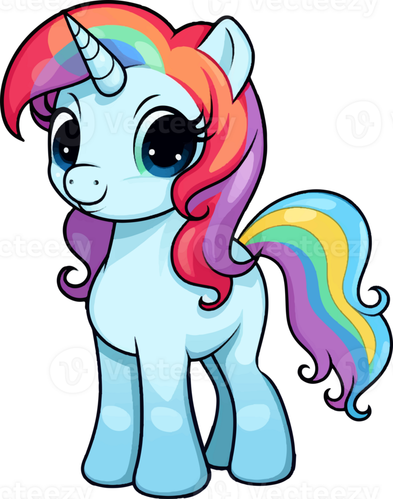 pony cute rainbow ai generate png
