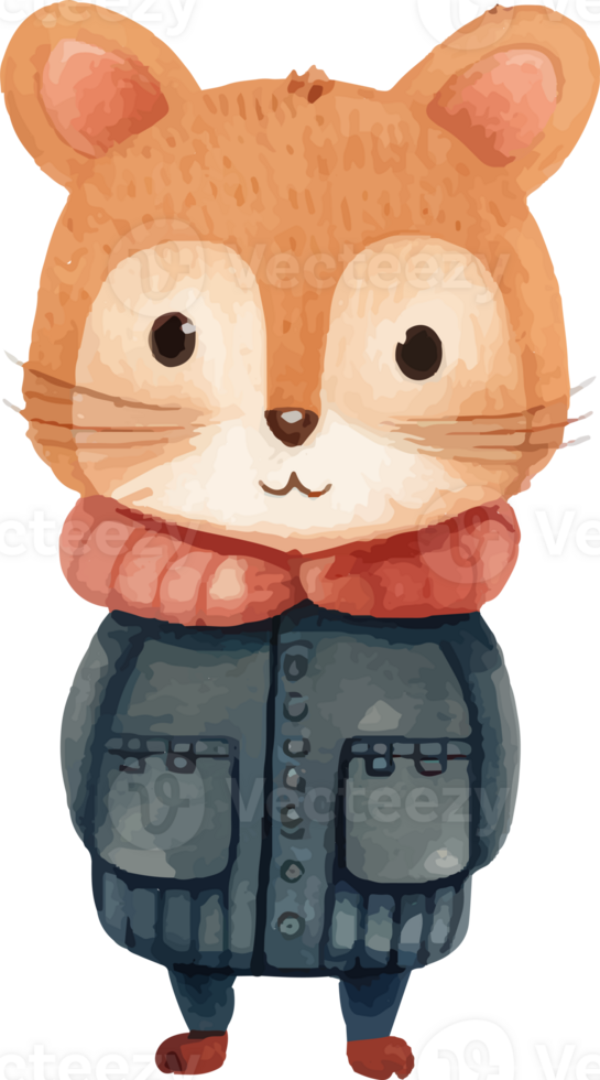 cartoon cute autumn animal woodland watercolor png