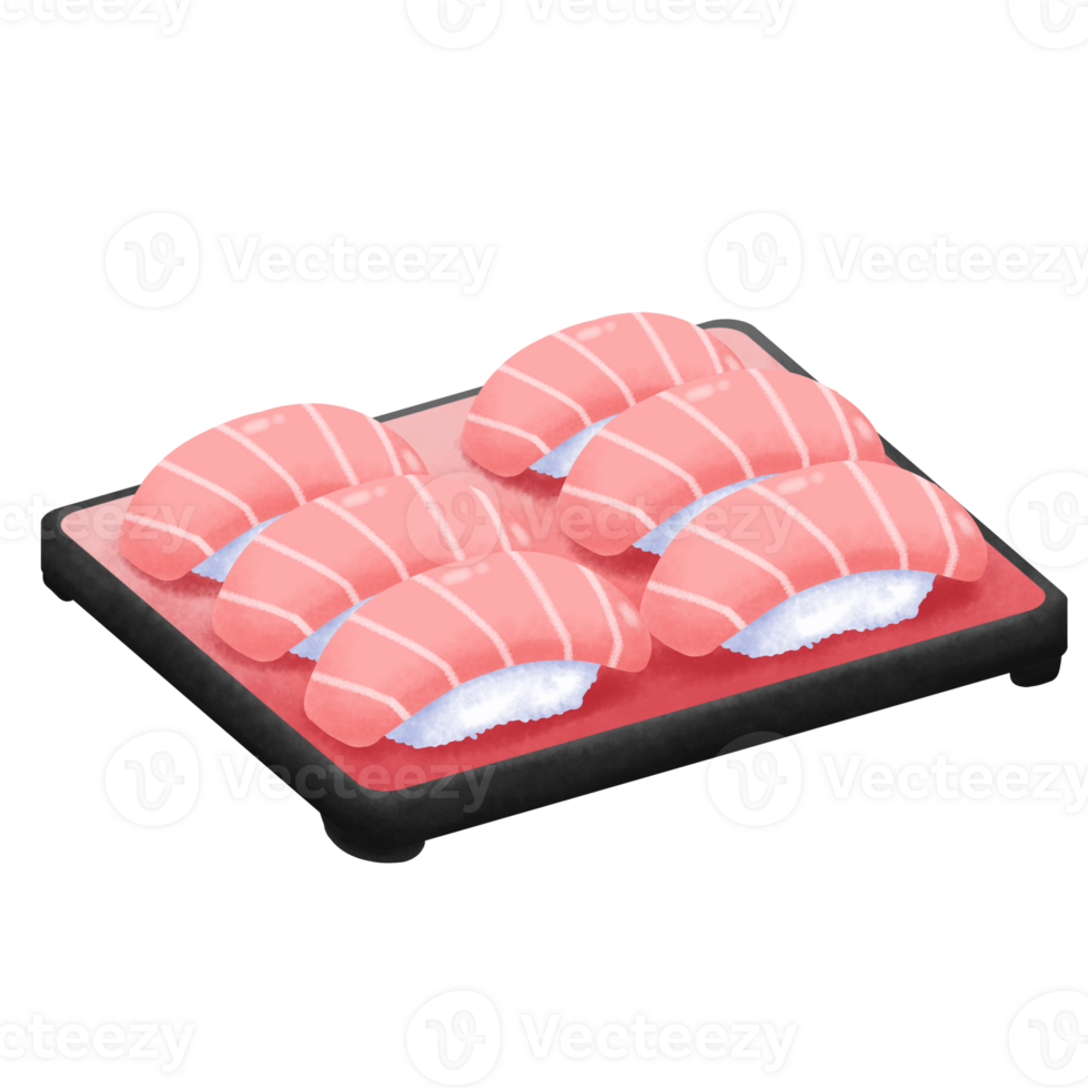 Maguro Nigiris On Japanese Plate png