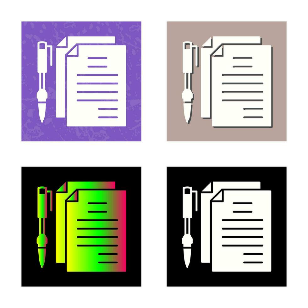 Unique Documents and Pen Vector Icon