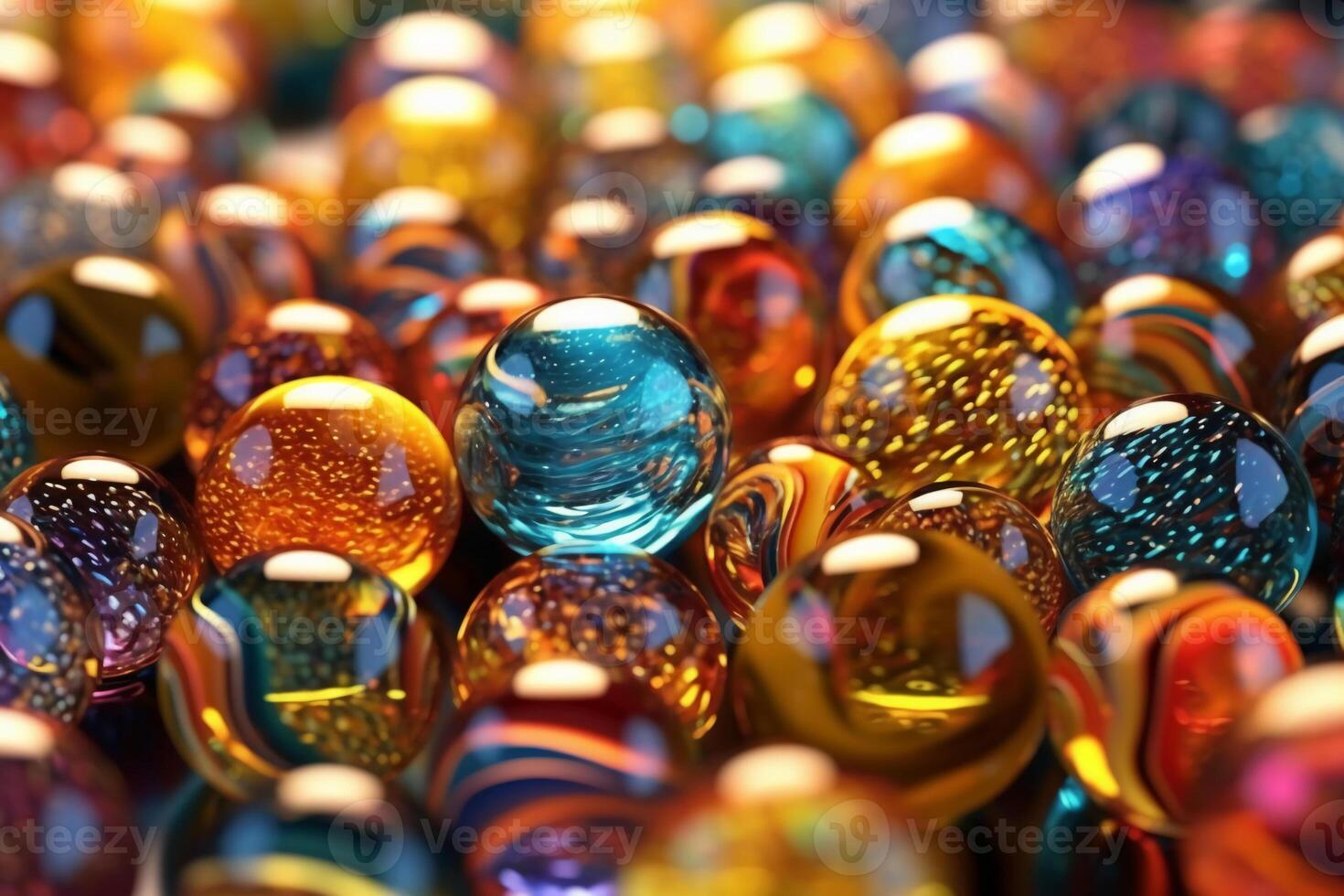 Shiny colorful glass marbles. photo