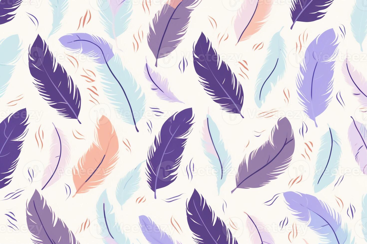 pattern featuring minimalistic and stylized illustrations of feathers. photo