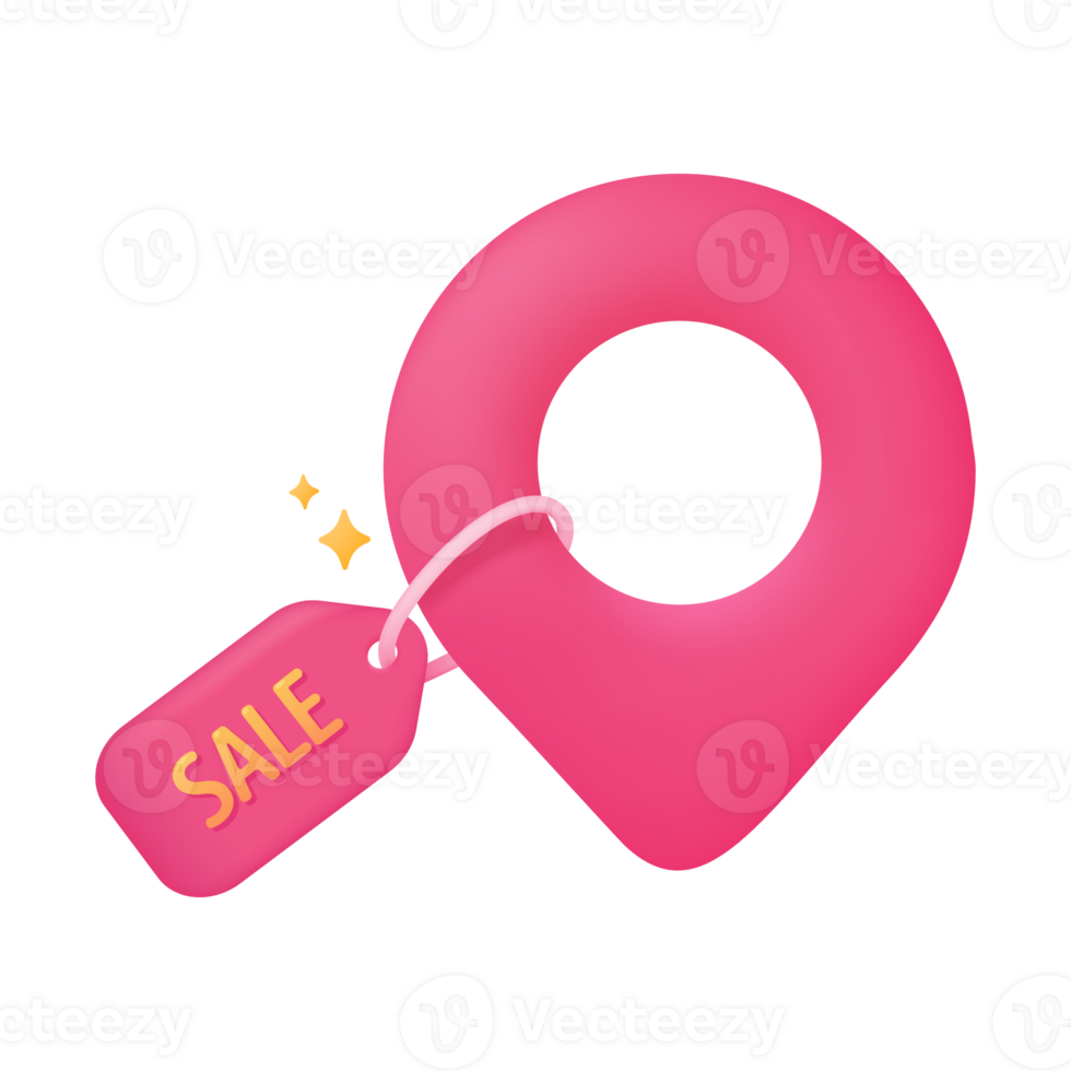 Location pins for discount coupons Product discount promotion. 3D