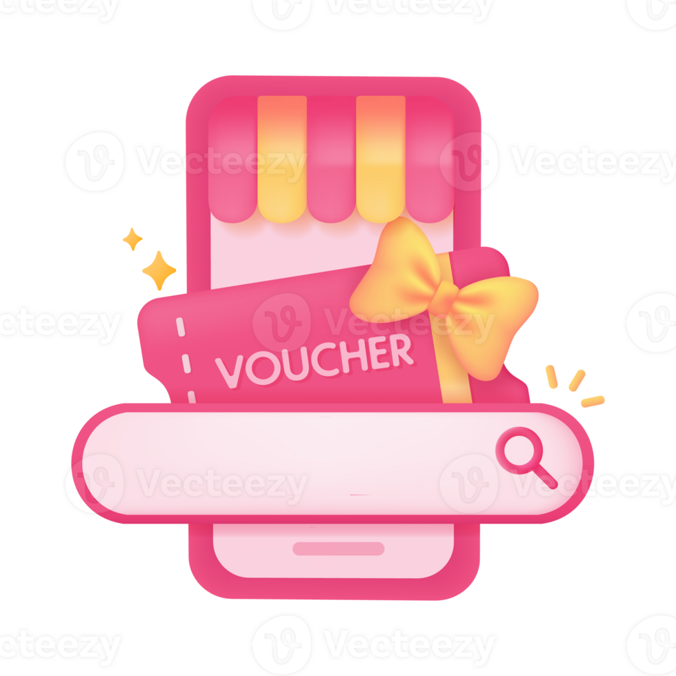 App search bar gift box promotion discount product festival season 3d illustration png