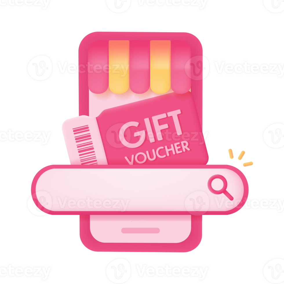 App search bar gift box promotion discount product festival season 3d illustration png