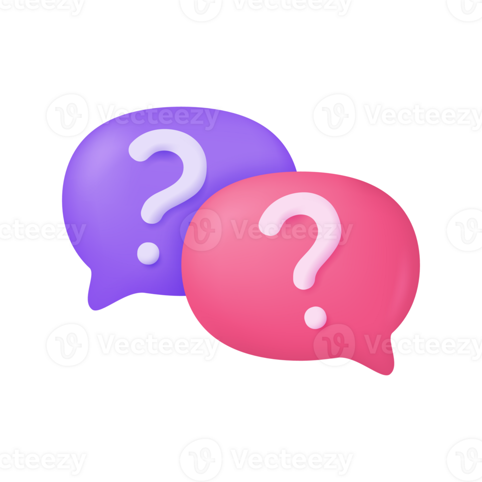 3d text box. Speech bubble dialog dialogue. questions and answers png