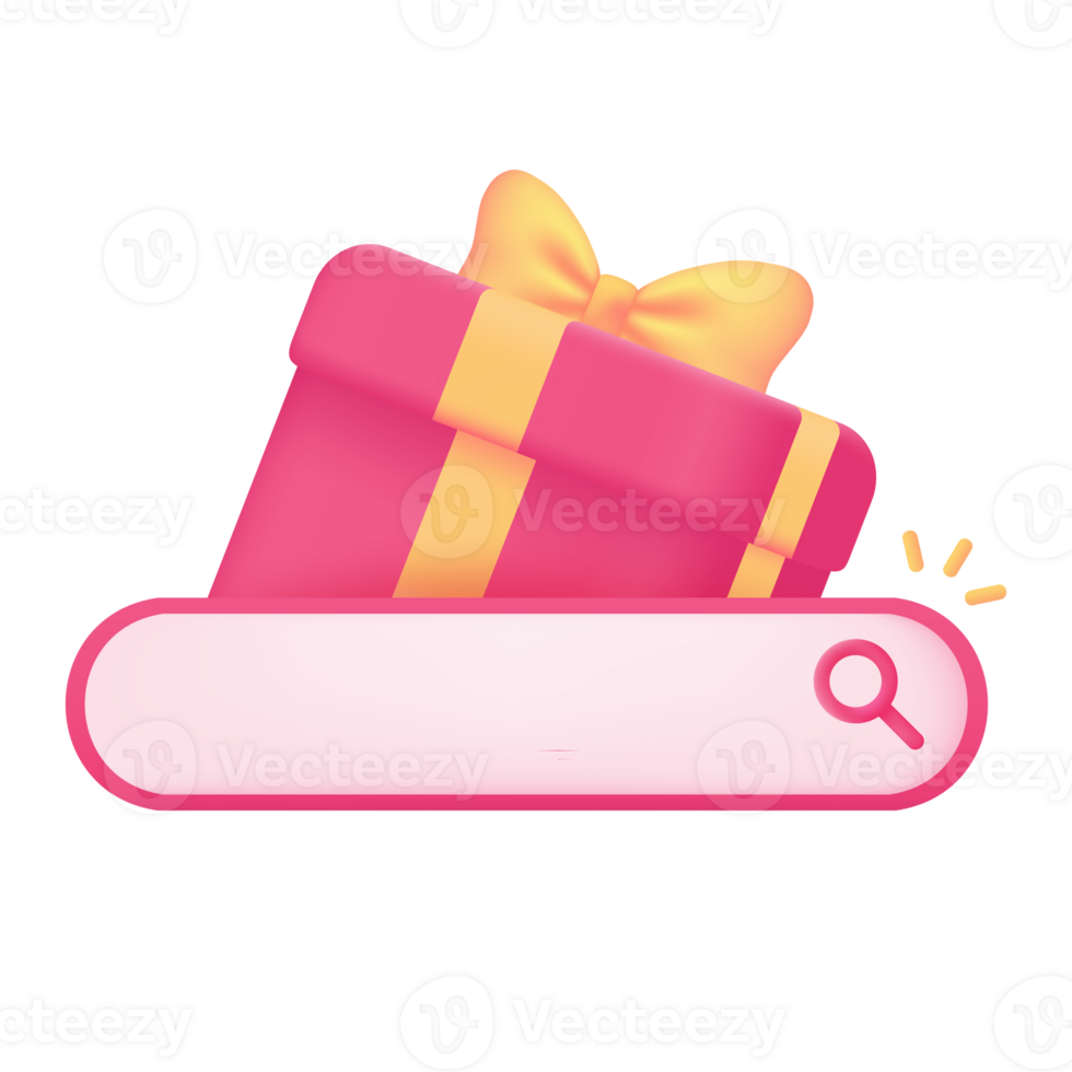 App search bar gift box promotion discount product festival season 3d illustration png