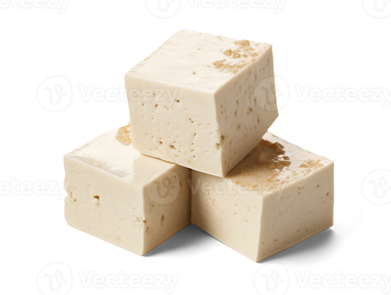 Tofu cubes isolated on transparent background, png