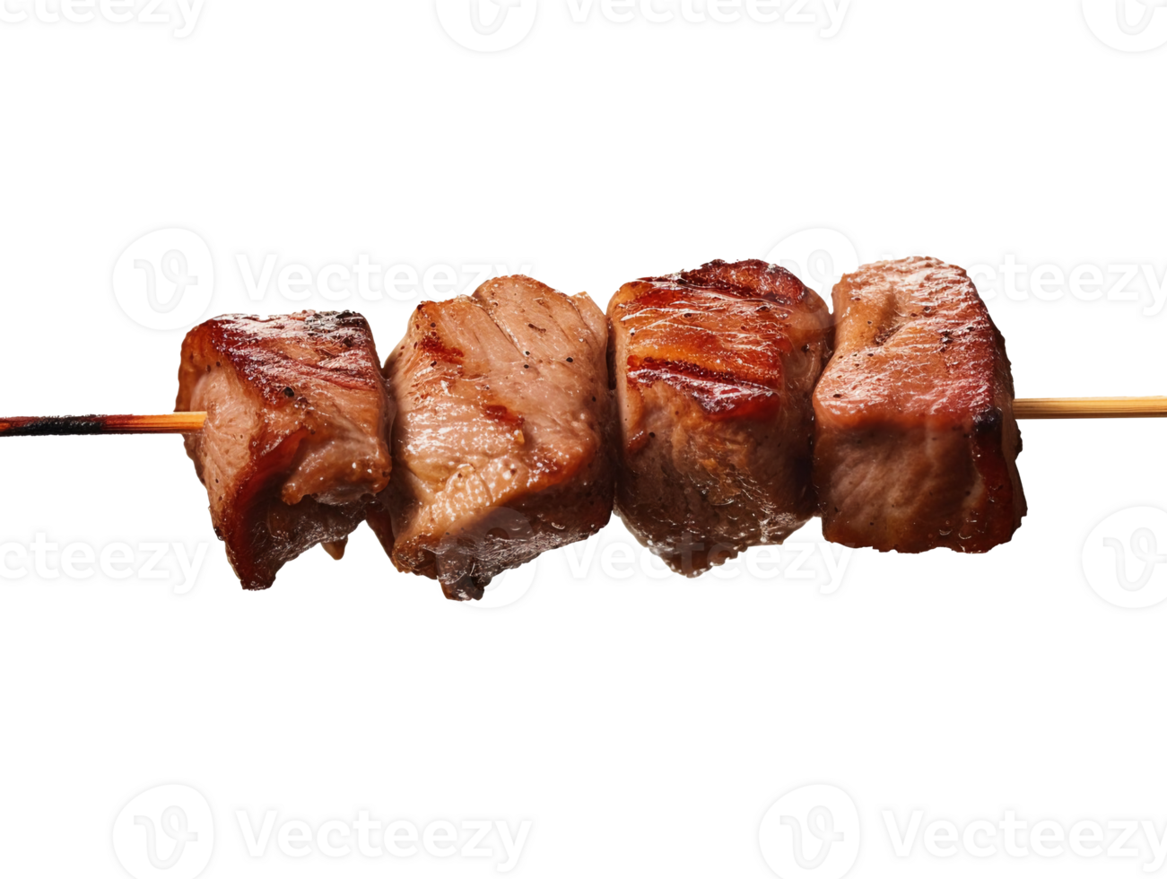 Grilled pork meat on a stick isolated on transparent background, png