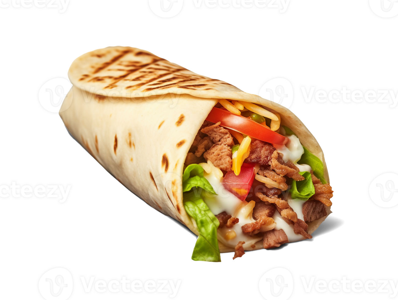 Shawarma sandwich isolated on transparent background, png