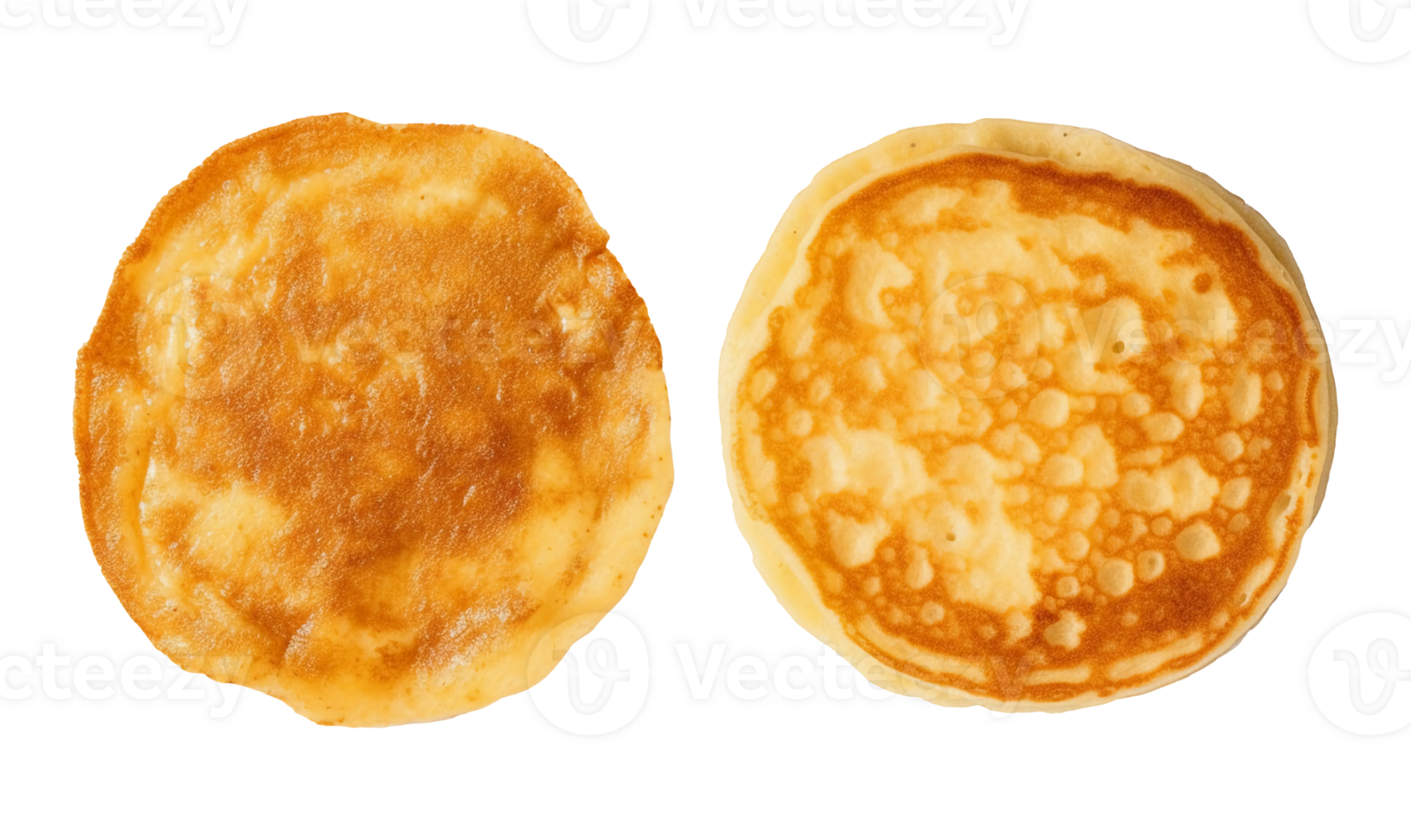 Thin pancakes isolated on transparent background, top view, png