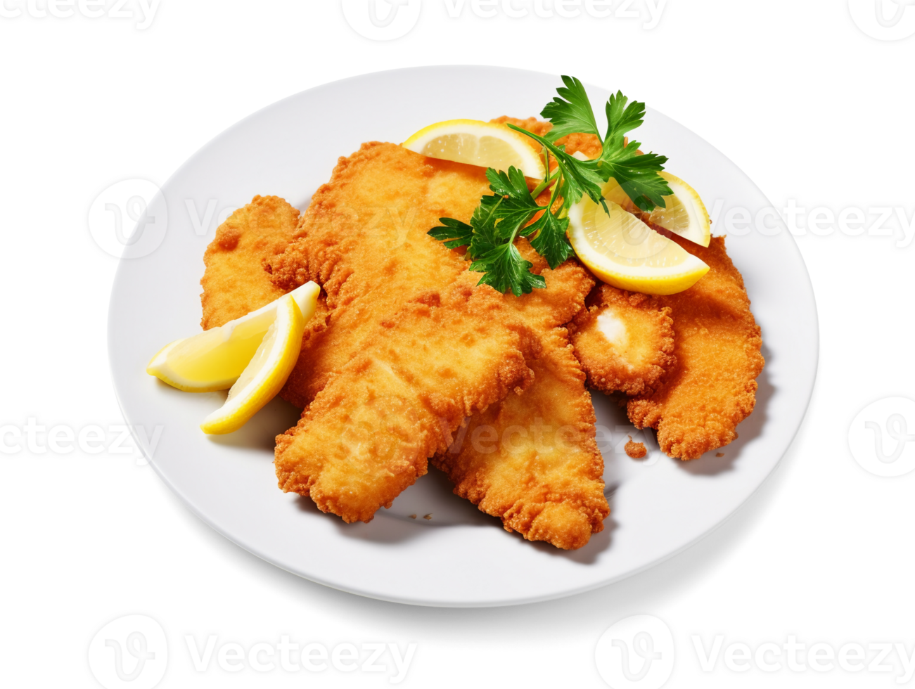 Wiener schnitzel isolated on transparent background, png