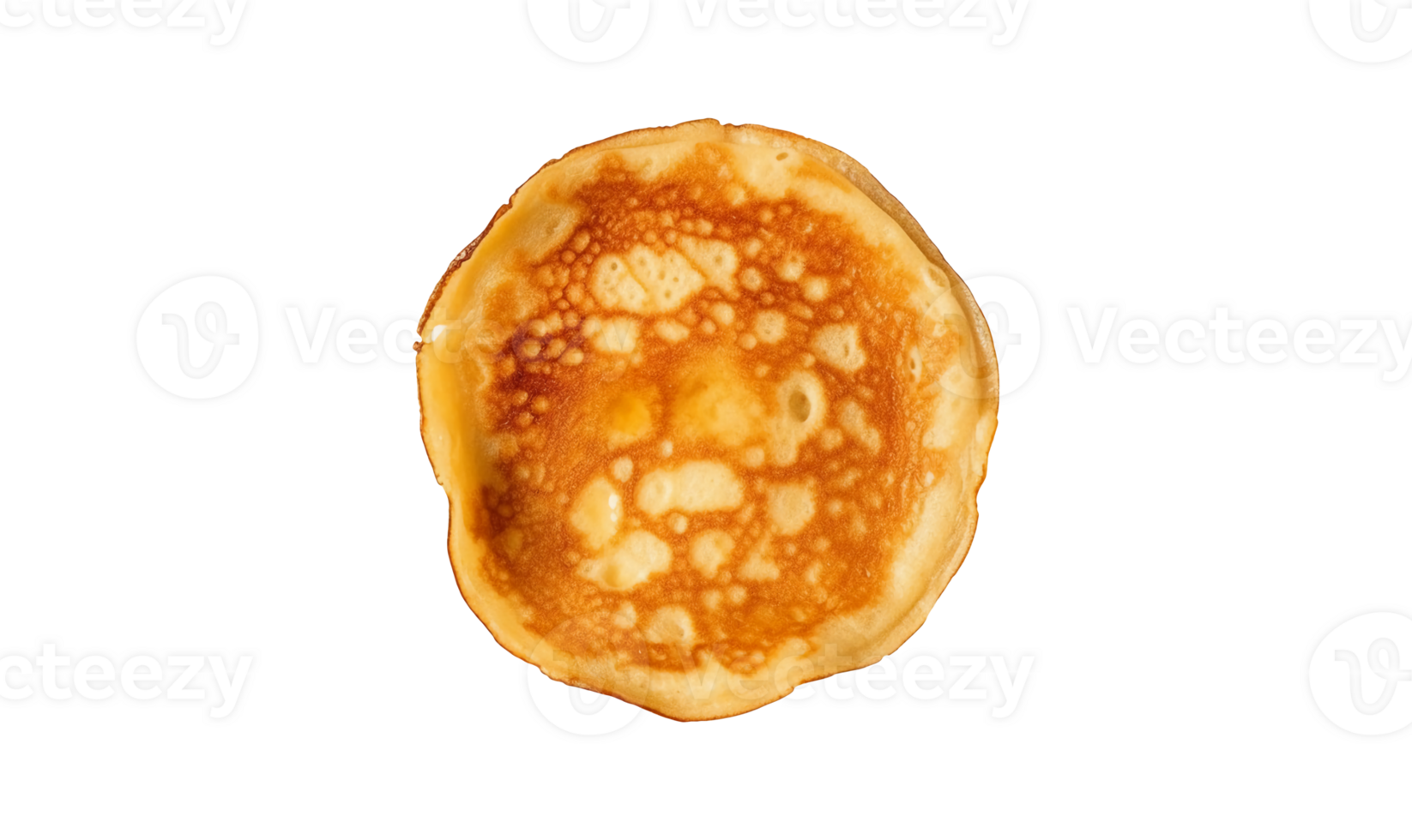 Thin pancakes isolated on transparent background, top view, png