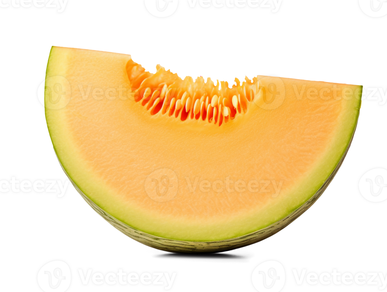 Slice of cantaloupe melon isolated on transparent background, png