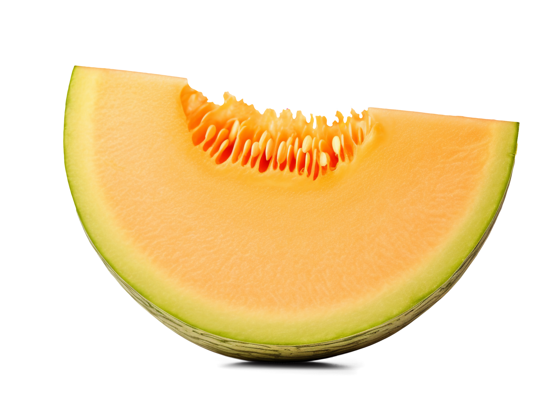 Slice of cantaloupe melon isolated on transparent background, png