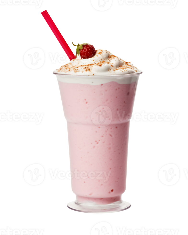 Strawberry milkshake isolated on transparent background, png