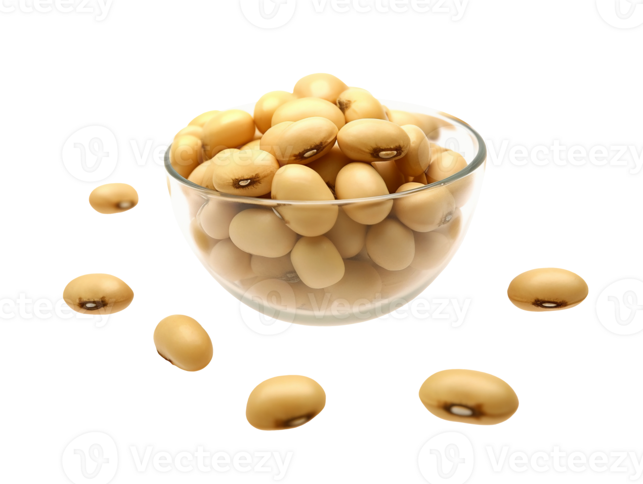 Soybeans in a bowl isolated on transparent background, png