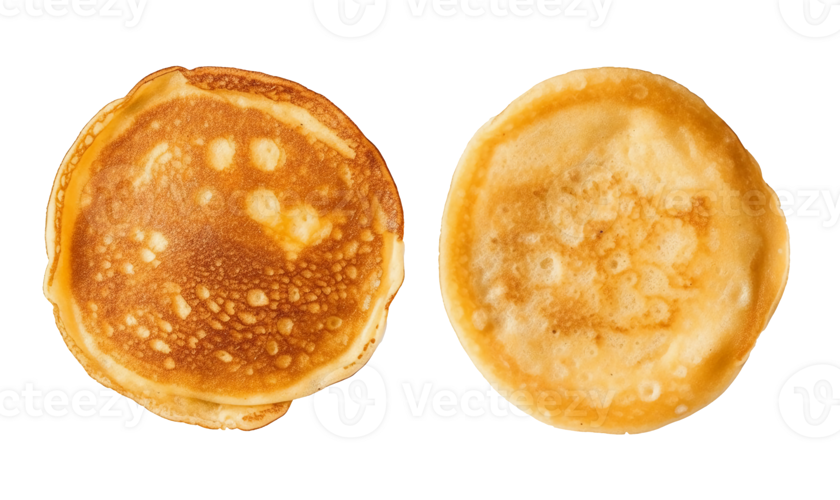 Thin pancakes isolated on transparent background, top view, png