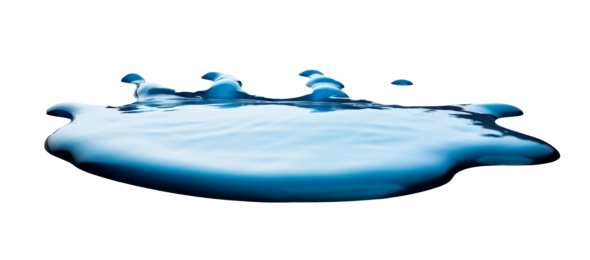 Water spill puddle and droplets isolated on transparent background, png