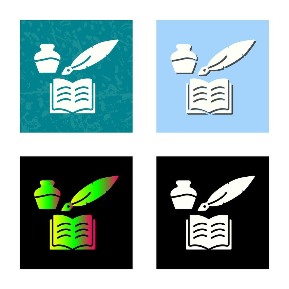 Unique Quill and Book Vector Icon