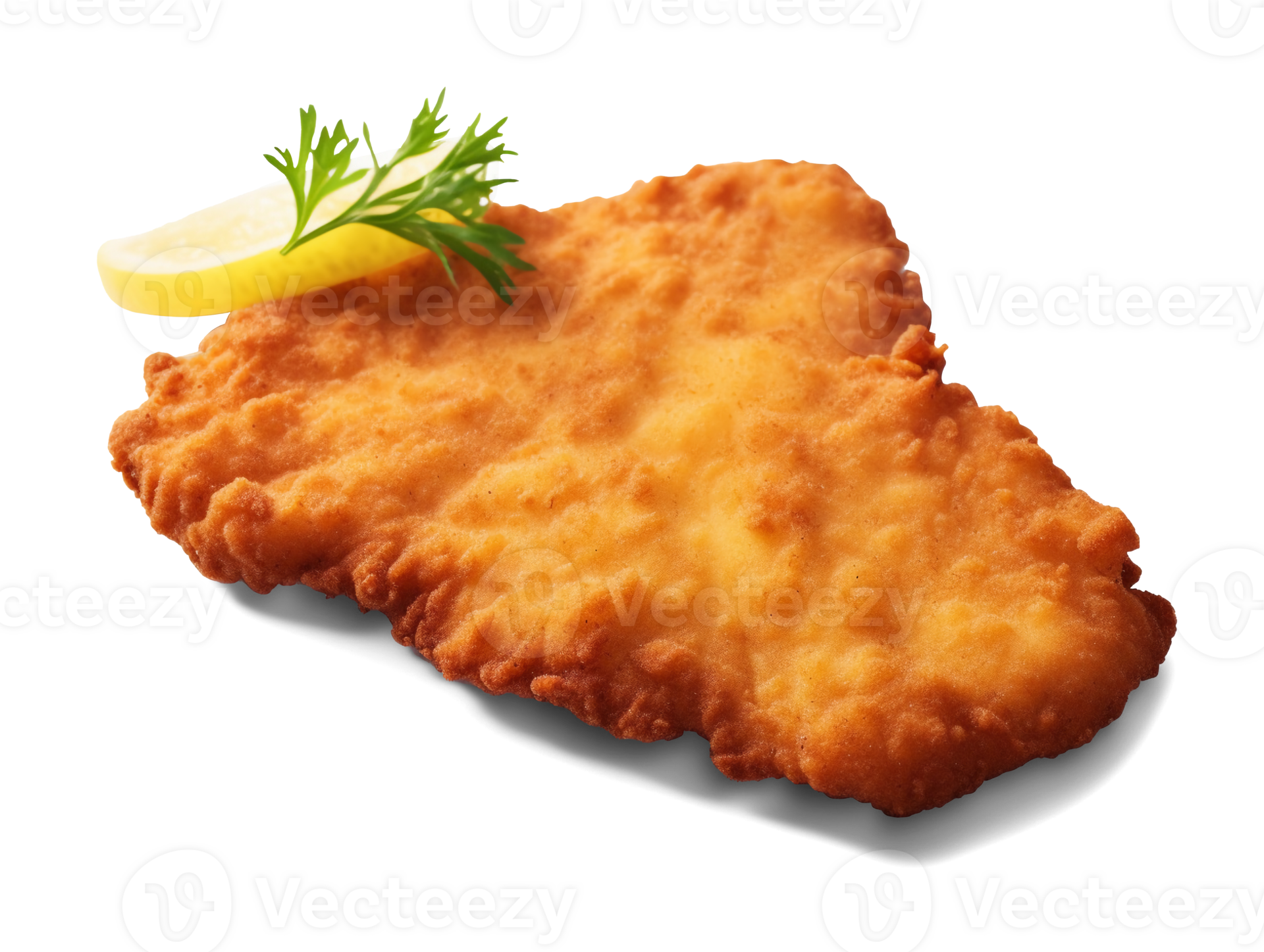 Homemade breaded chicken schnitzel isolated on transparent background ...