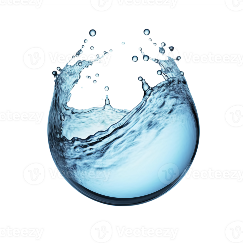 Water liquid splash in a shape of a sphere isolated on transparent background, png