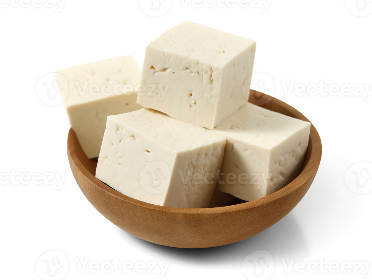 Tofu cubes isolated on transparent background, png