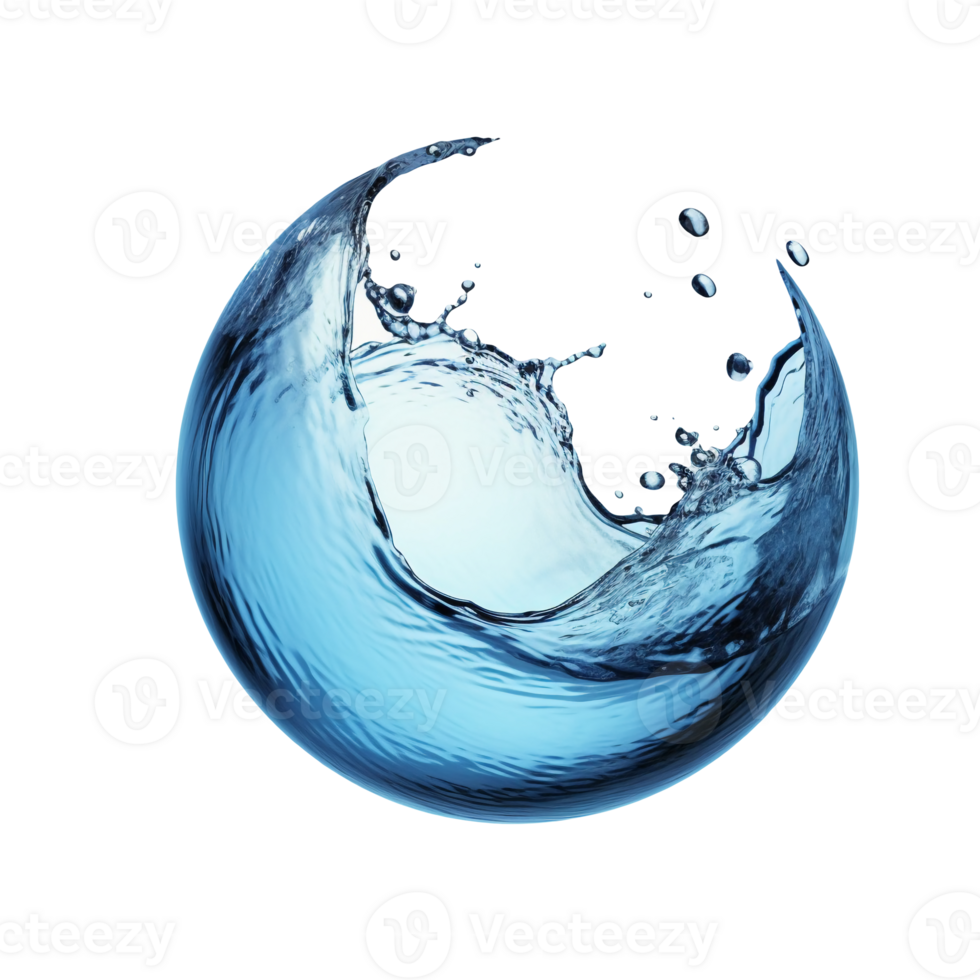 Water liquid splash in a shape of a sphere isolated on transparent background, png
