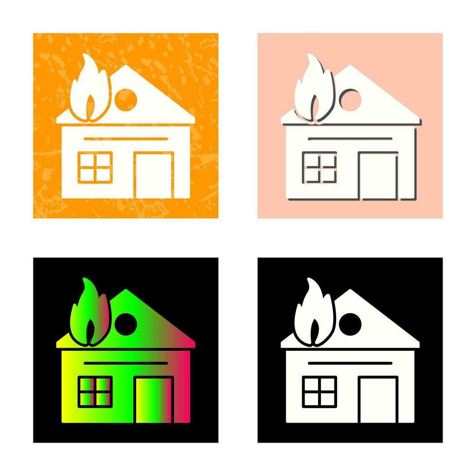 Unique House on Fire Vector Icon