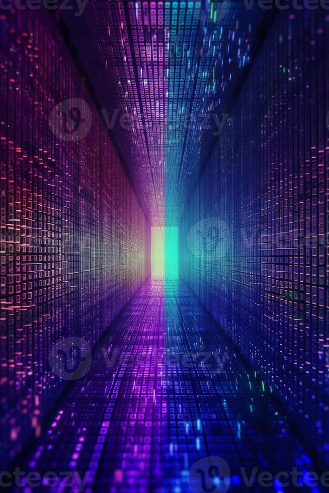 Binary code on a holographic background. photo