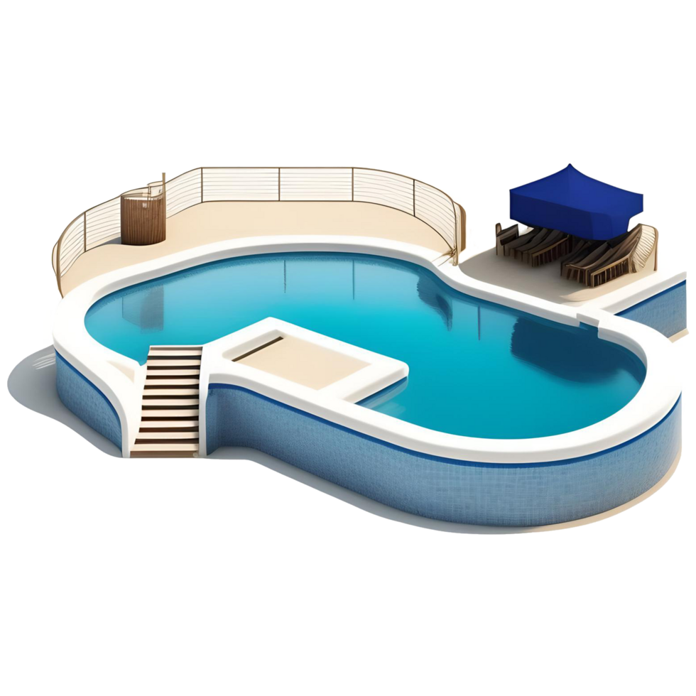 Serene Swimming Pool Scene Relaxing Poolside Illustration png