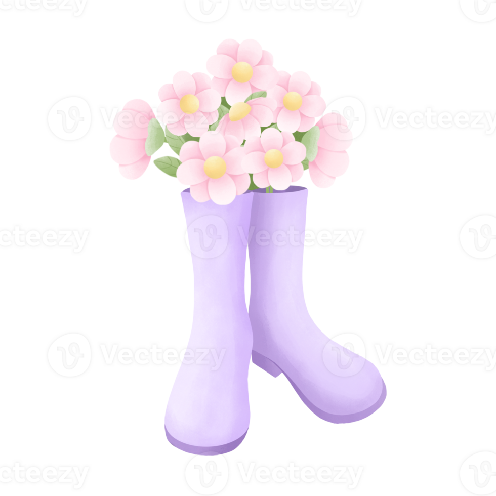 Flowers in purple boots png