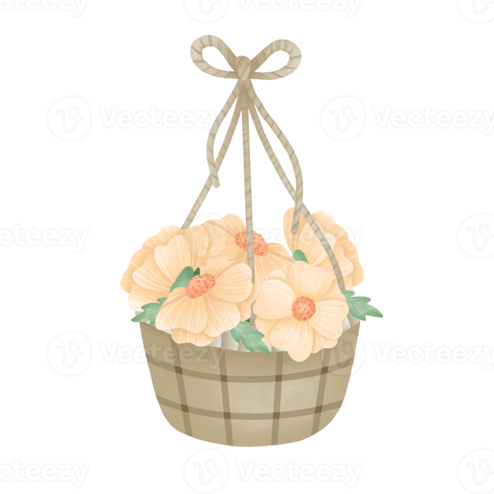 Orange Poppies in basket png