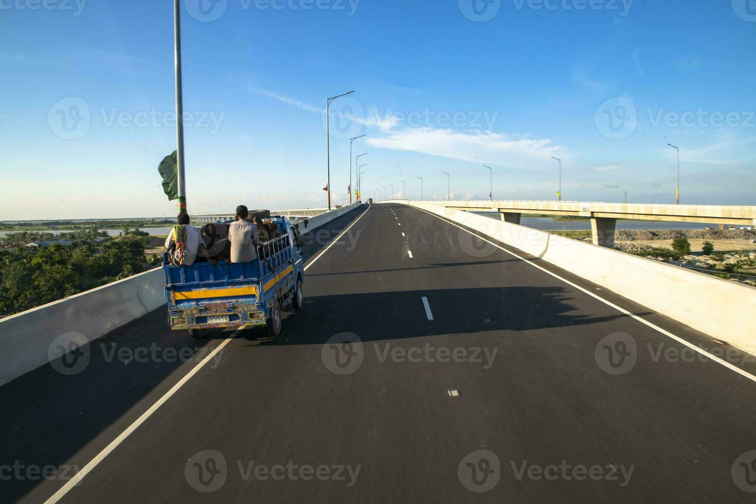 Padma Bridg Highway asphalt with blue sky Background. Perspective view photo