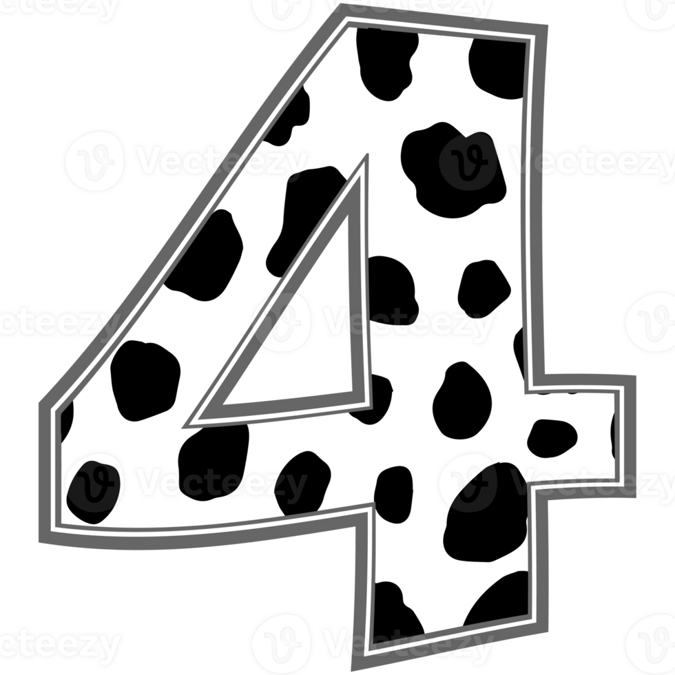 Alphabet four number spot and dot text style graphic png