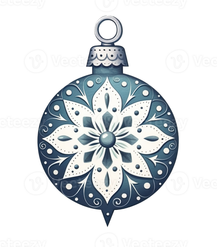 Cute New Year and Christmas Ornament, Vibrant Watercolor Illustration with Transparent Background, Festive Decoration, png