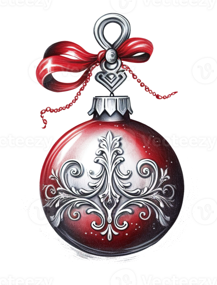 Cute New Year and Christmas Ornament, Vibrant Watercolor Illustration with Transparent Background, Festive Decoration, Ai generative png