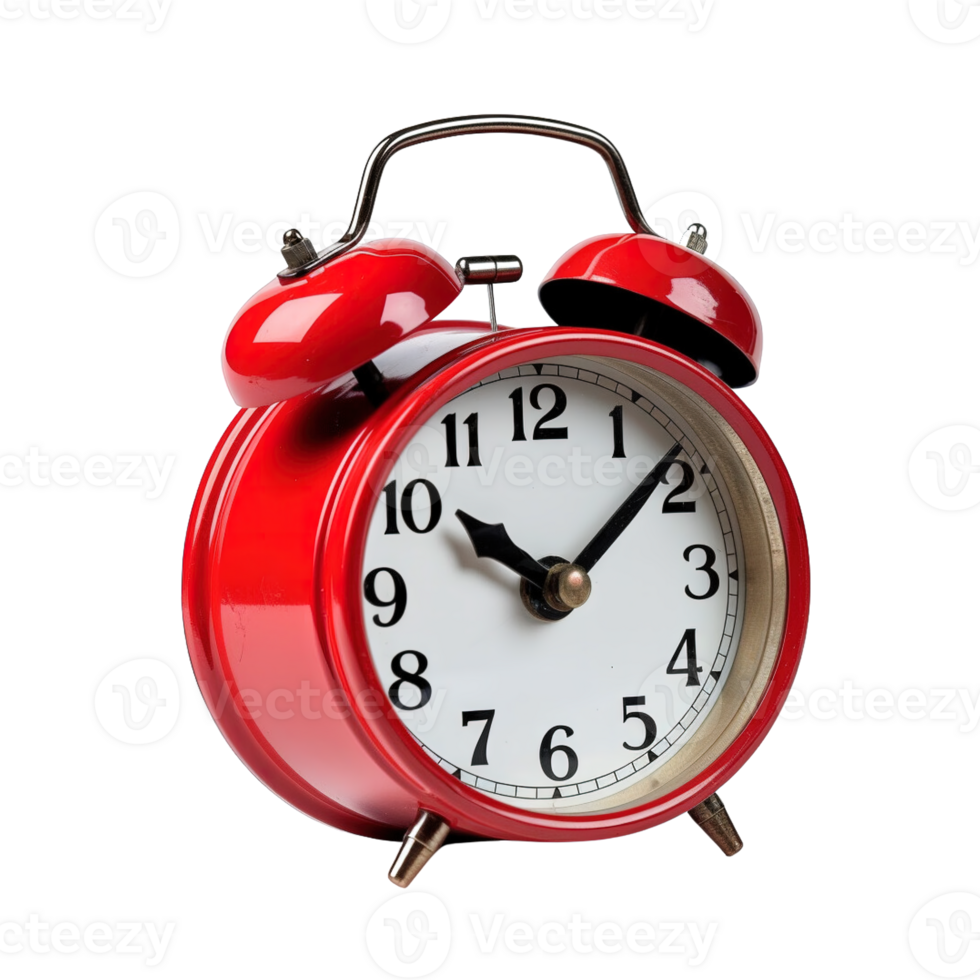 Red alarm clock on a transparent background. png