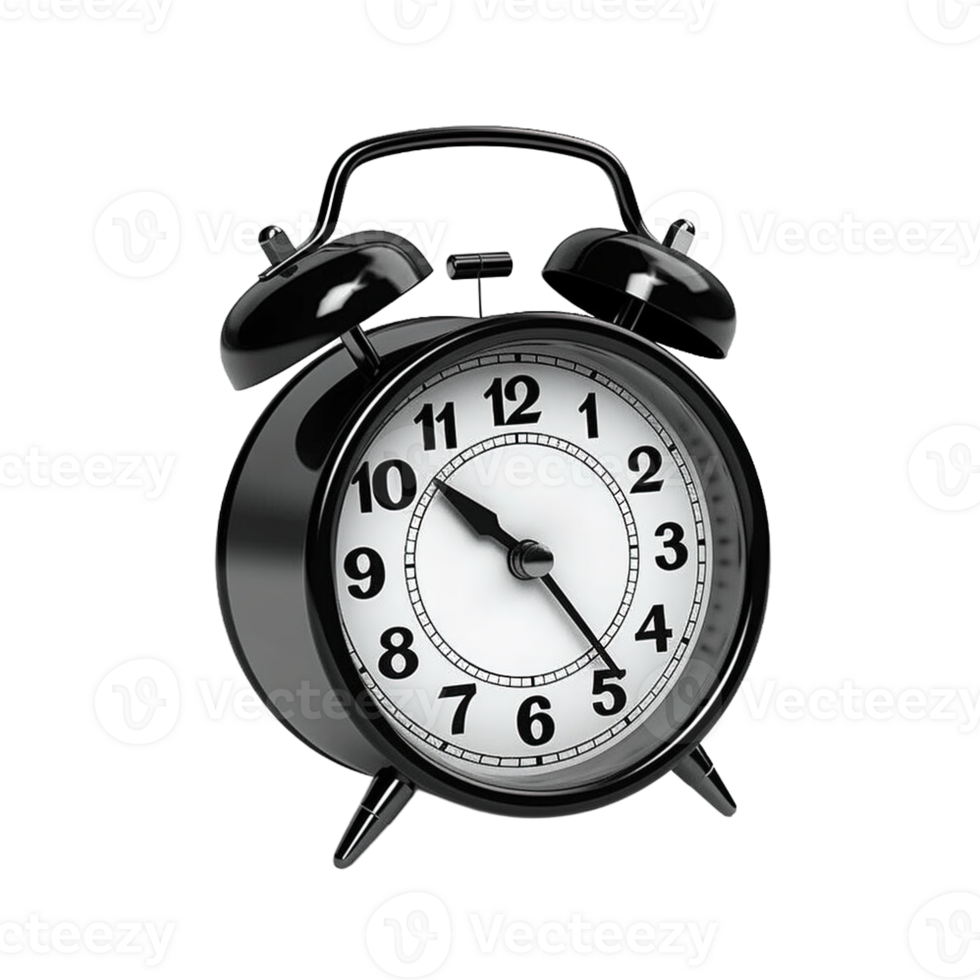 Black alarm clock on a transparent background. ai generated 25224844 PNG