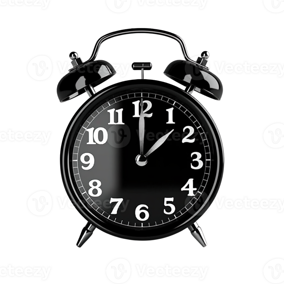 Black alarm clock on a transparent background. 25224846 PNG