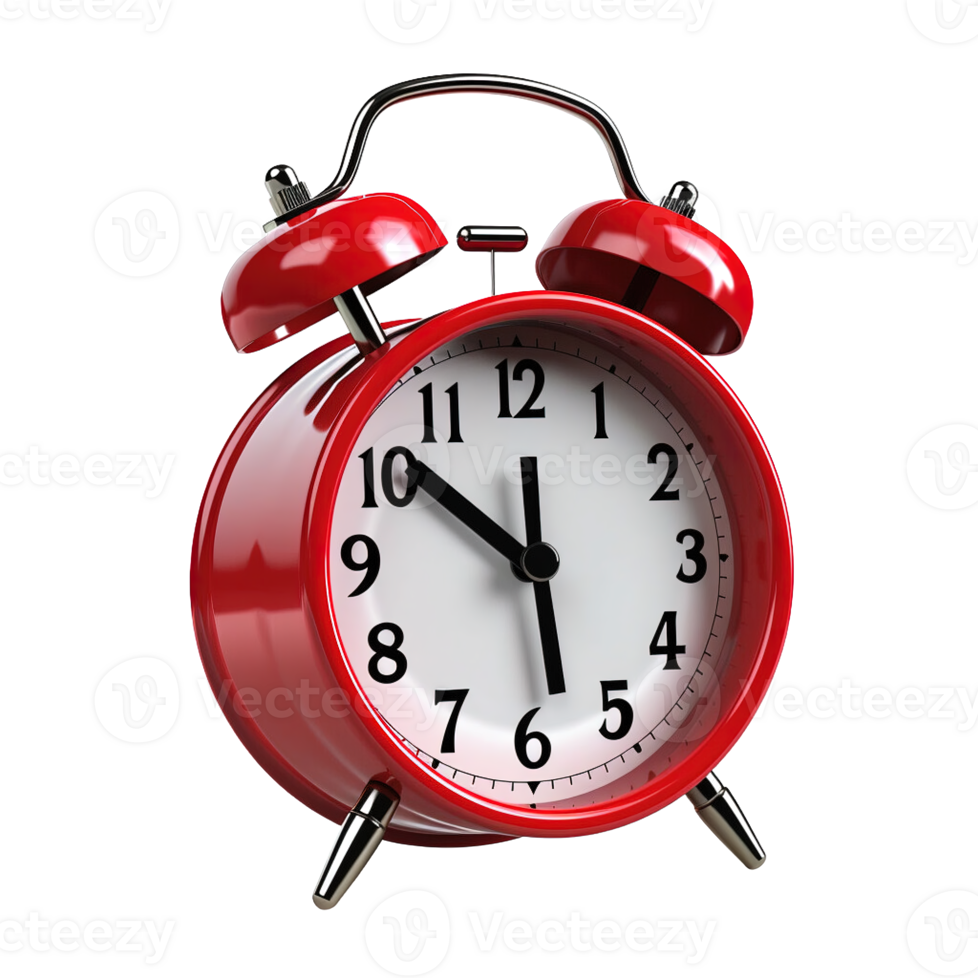 Red alarm clock on a transparent background. ai generated 25224858 PNG