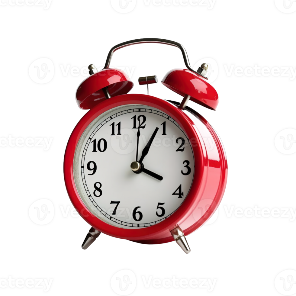 Red alarm clock on a transparent background. png