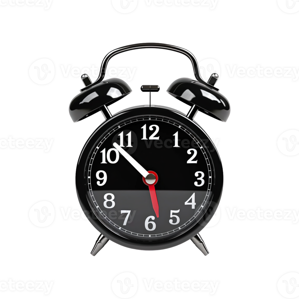 Black alarm clock on a transparent background. 25224863 PNG