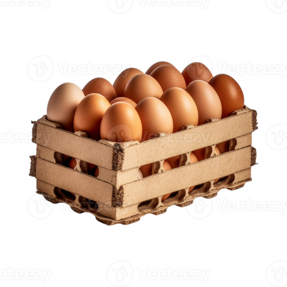 package of eggs in storage from a farm isolated on transparent