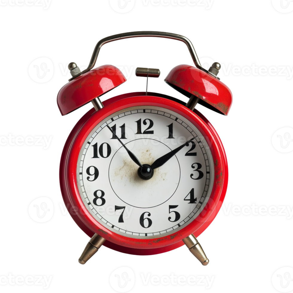 Red alarm clock on a transparent background. png