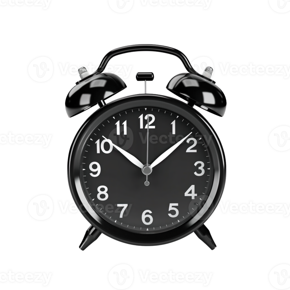 Black alarm clock on a transparent background. 25224892 PNG
