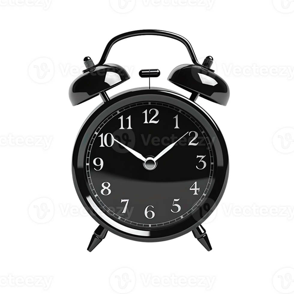 Black alarm clock on a transparent background. ai generated 25224902 PNG