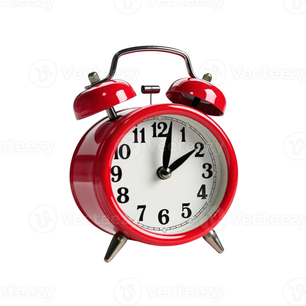 Red alarm clock on a transparent background. png