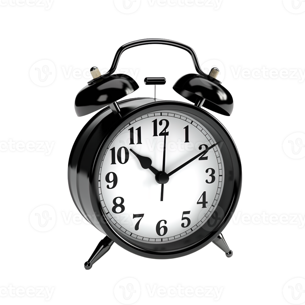 Black alarm clock on a transparent background. ai generated 25224915 PNG